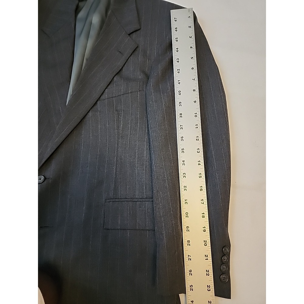 VTG Polo Ralph Lauren Gray Pinstriped Wool Suit Sz 43S Pants 37.5"X27.25" - Picture 12 of 16